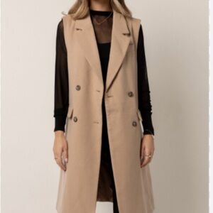 Bagatelle  collection Chic Sleeveless Trench Vest - Camel Tan
